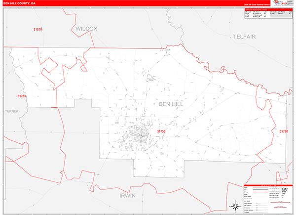 Ben Hill County, GA Zip Code Map